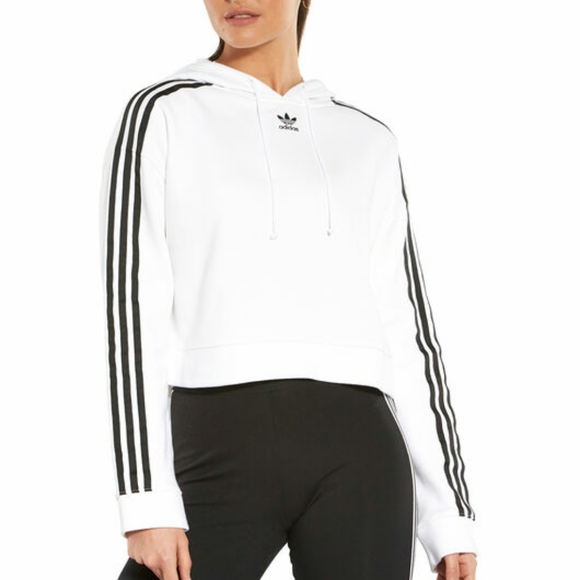 Adidas White Cropped Hoodie
